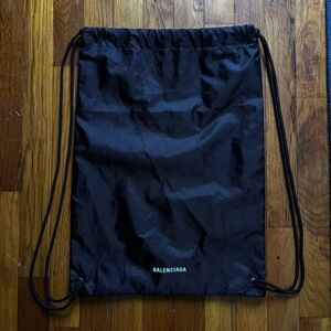 Balenciaga Black Nylon Drawstring Backpack